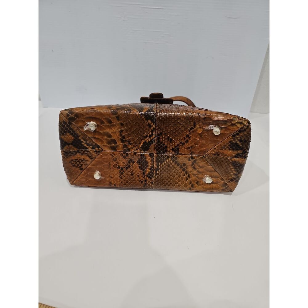 NEW Grand Pelle Genuine Python Skin Brown Tan Multi-way Tote Bag - Picture 10 of 14